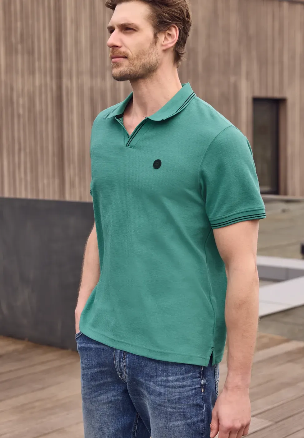Kurzarm Poloshirt mit Struktur