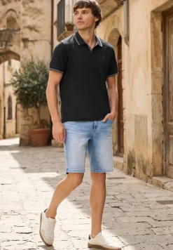 Kurzarm Poloshirt mit Struktur