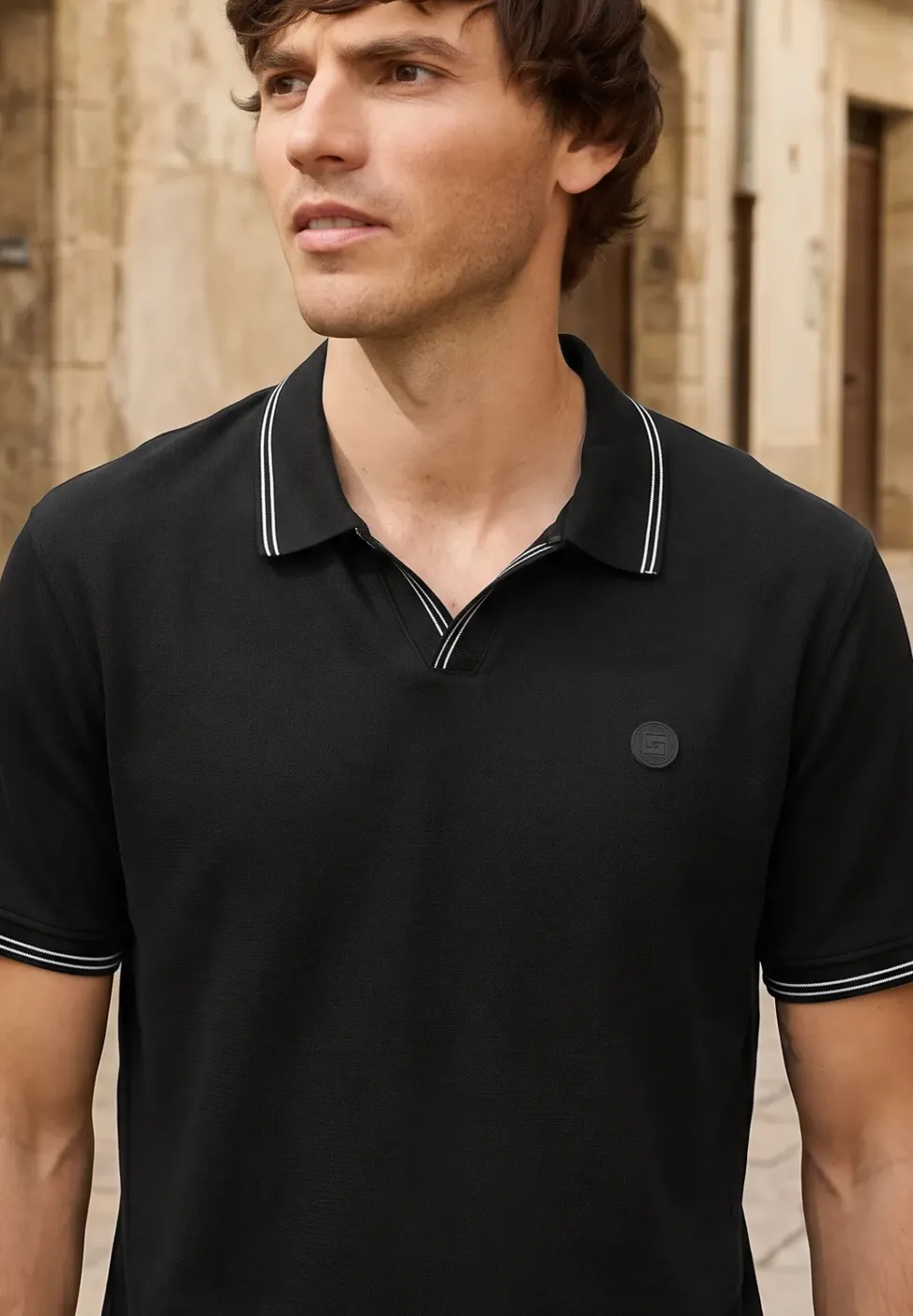 Kurzarm Poloshirt mit Struktur