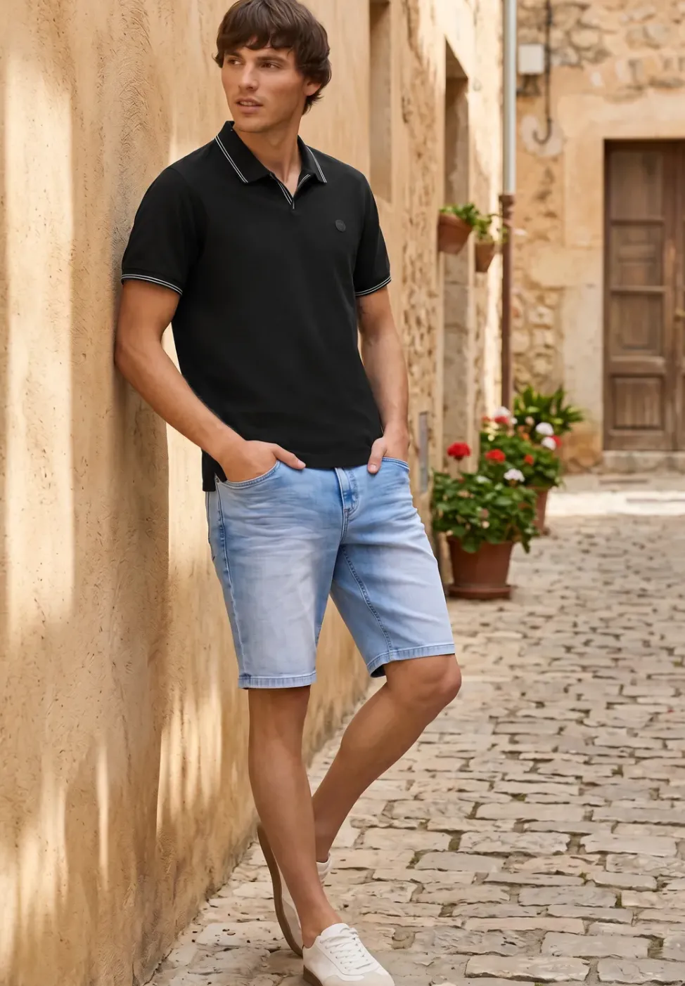 Kurzarm Poloshirt mit Struktur