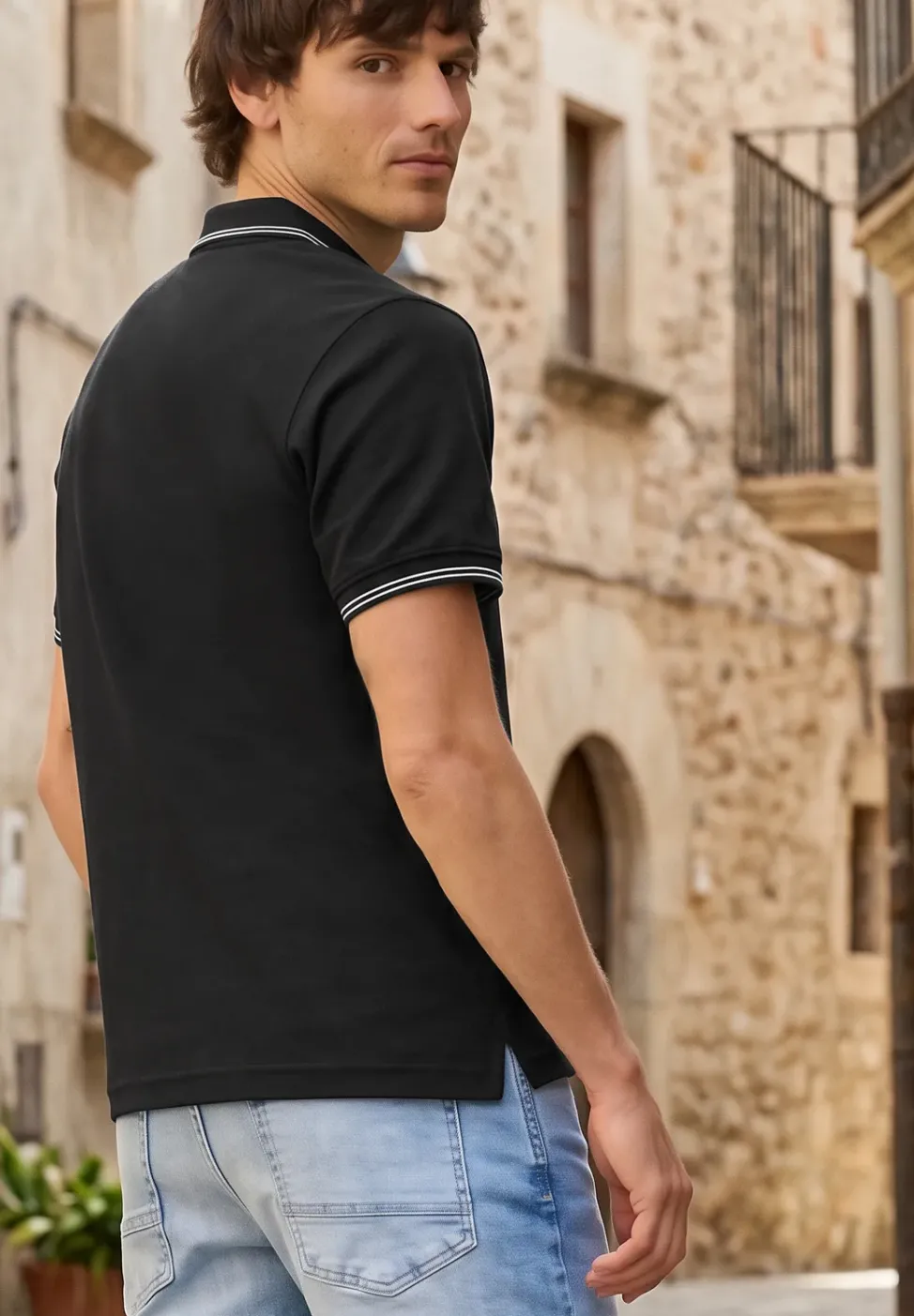 Kurzarm Poloshirt mit Struktur