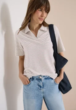 Kurzarm Poloshirt mit Streifen