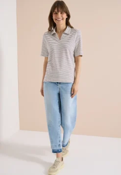 Kurzarm Poloshirt mit Streifen