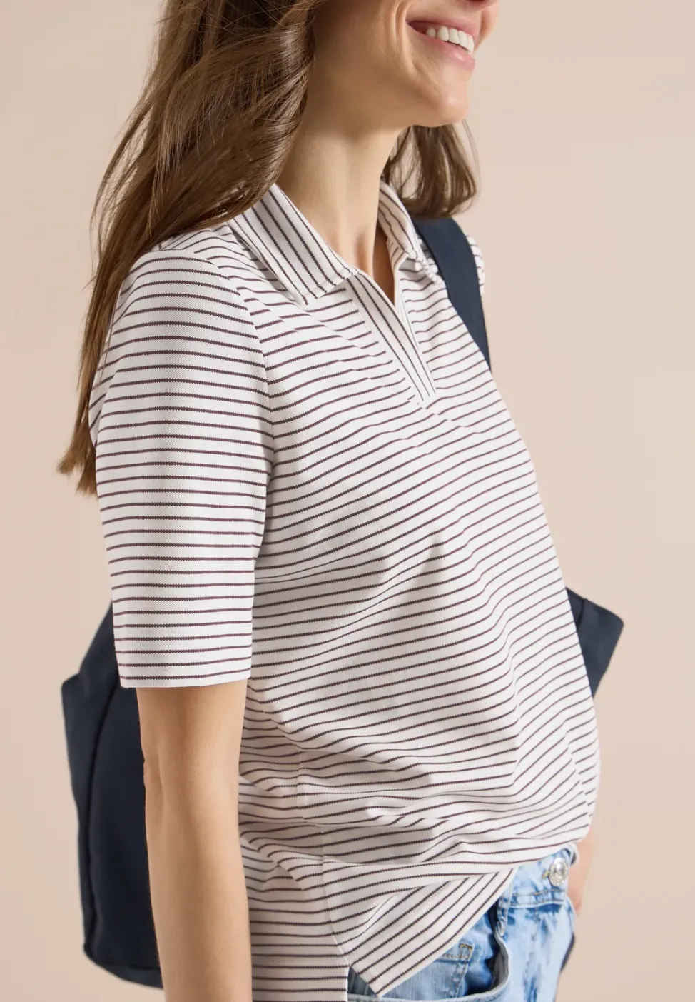 Kurzarm Poloshirt mit Streifen
