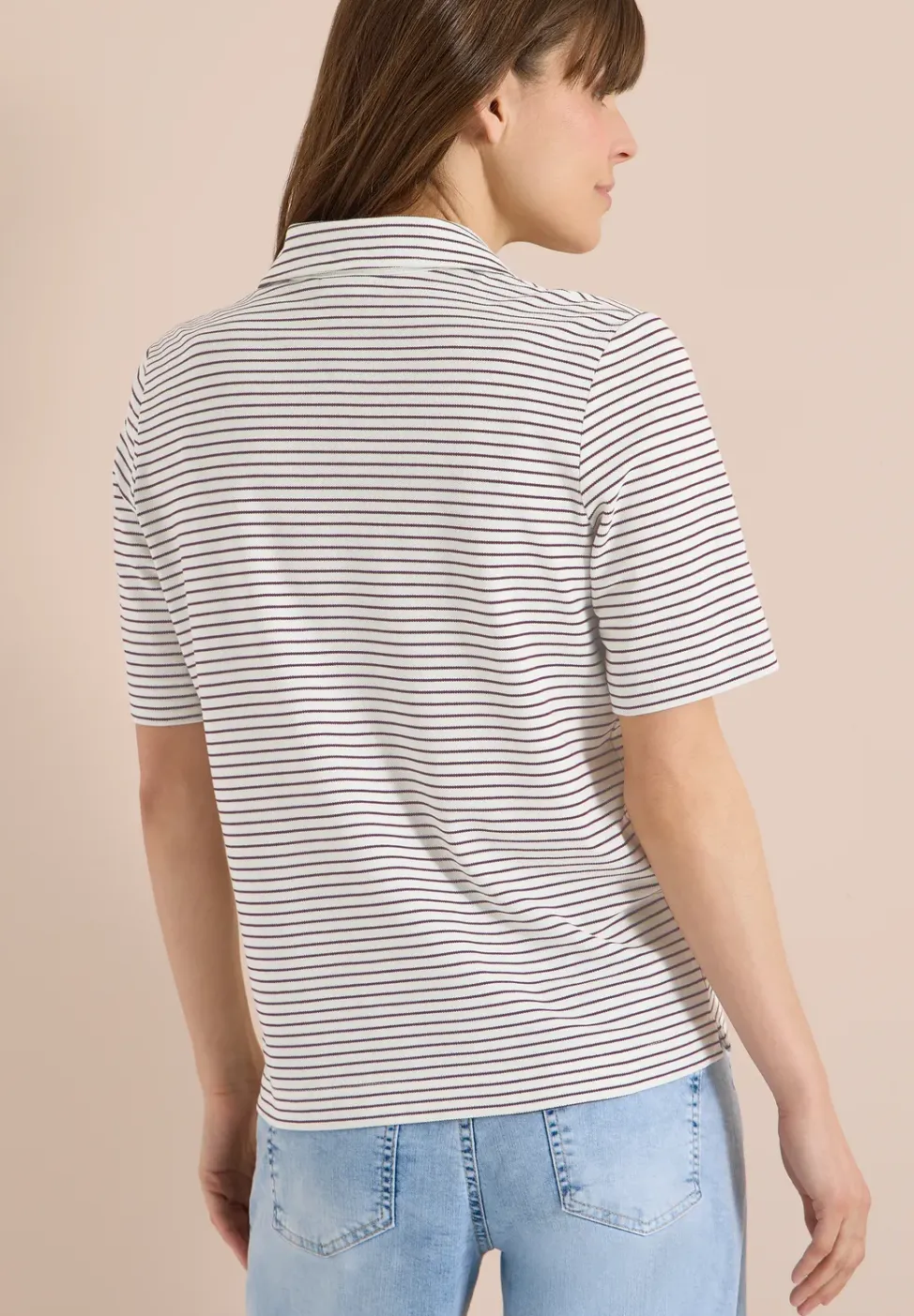 Kurzarm Poloshirt mit Streifen