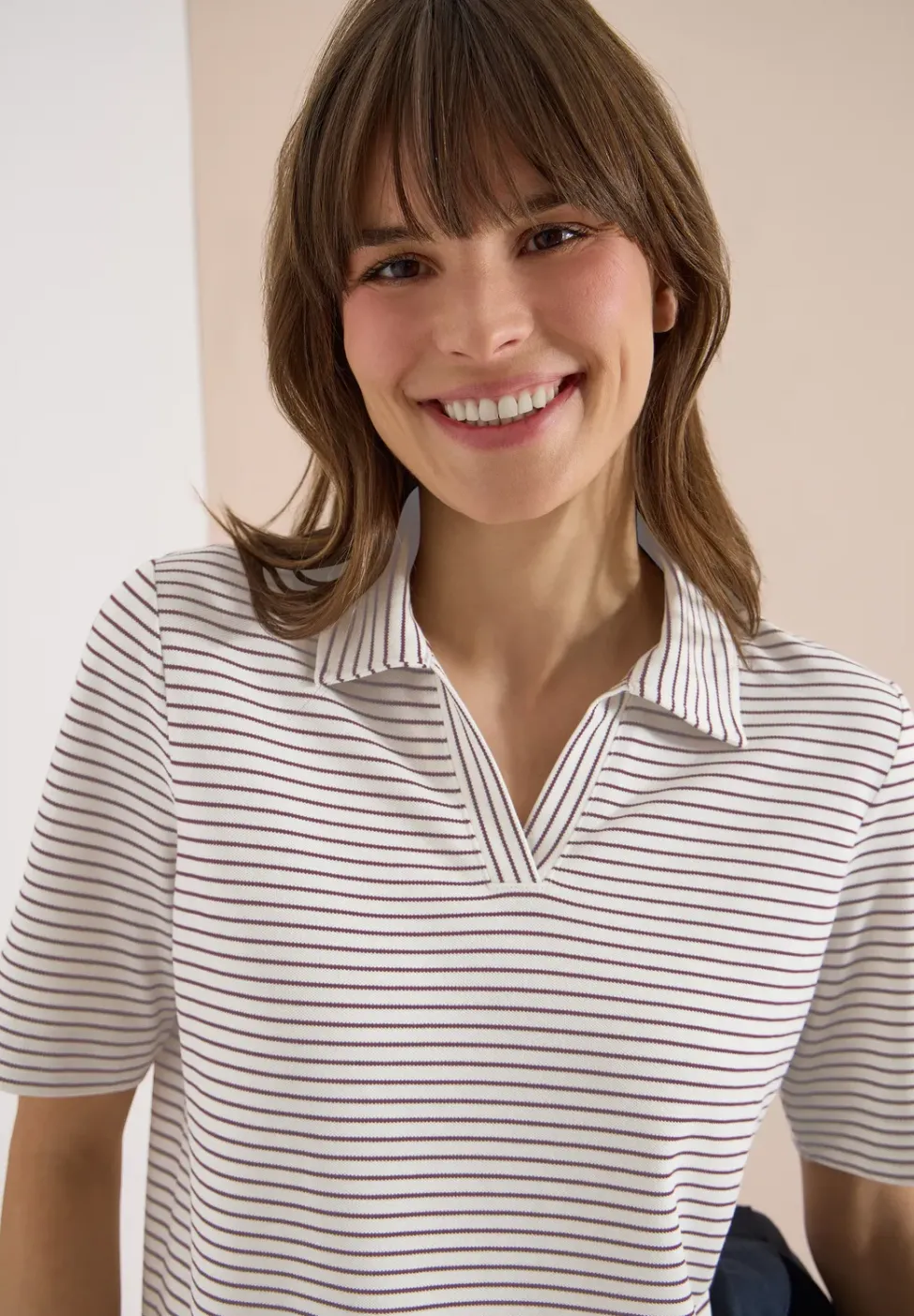 Kurzarm Poloshirt mit Streifen