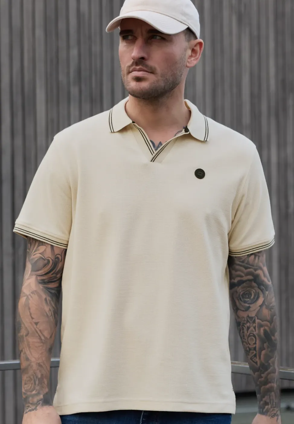 Kurzarm Poloshirt mit Struktur