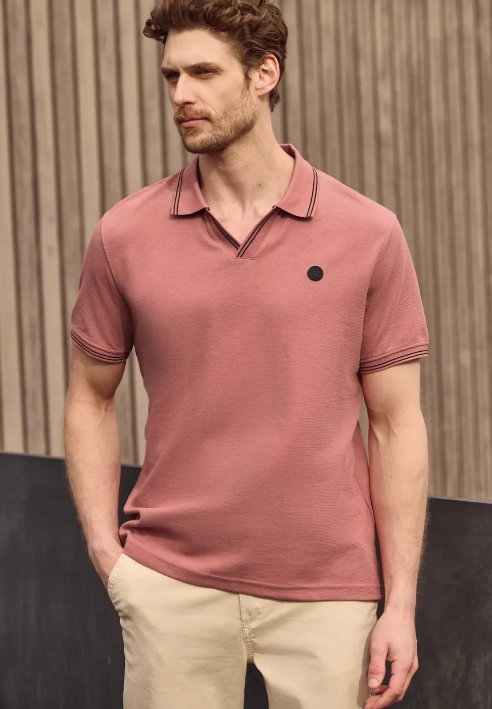 Kurzarm Poloshirt mit Struktur