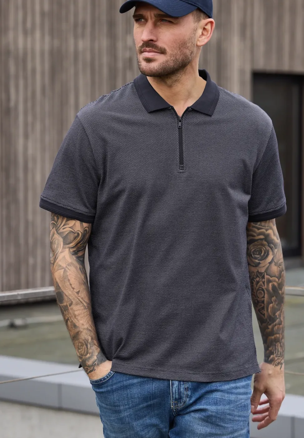 Kurzarm Poloshirt mit Zipperdetail
