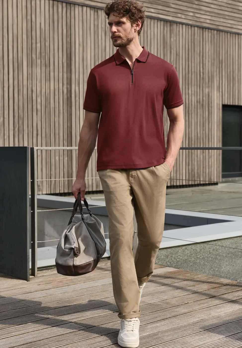 Kurzarm Poloshirt mit Zipper