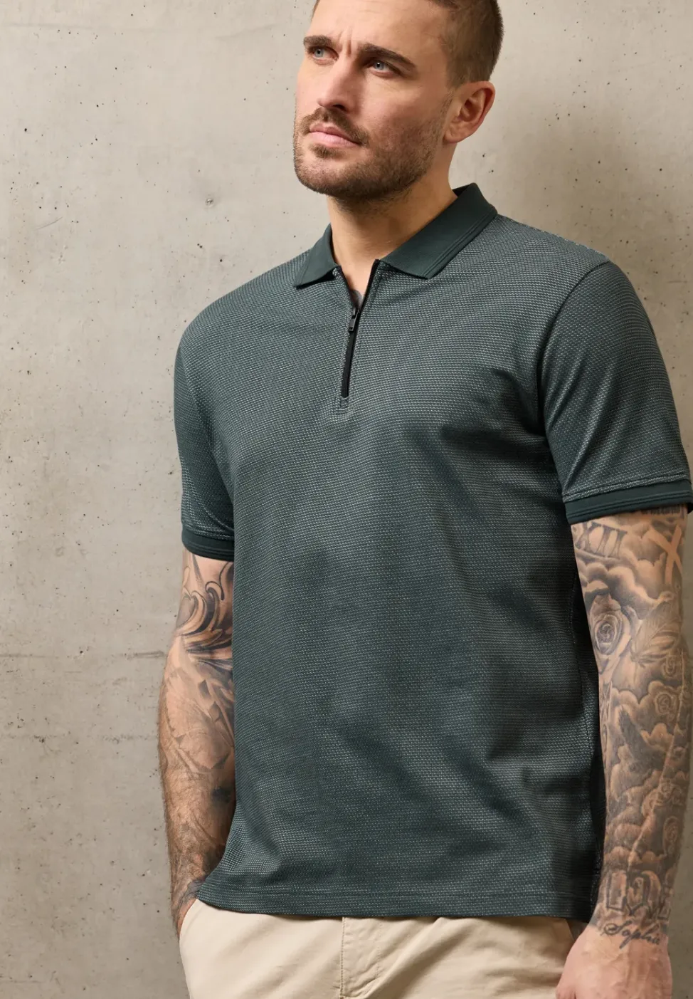Kurzarm Poloshirt mit Zipperdetail