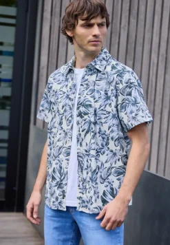 Kurzarm Popeline Hemd mit Print
