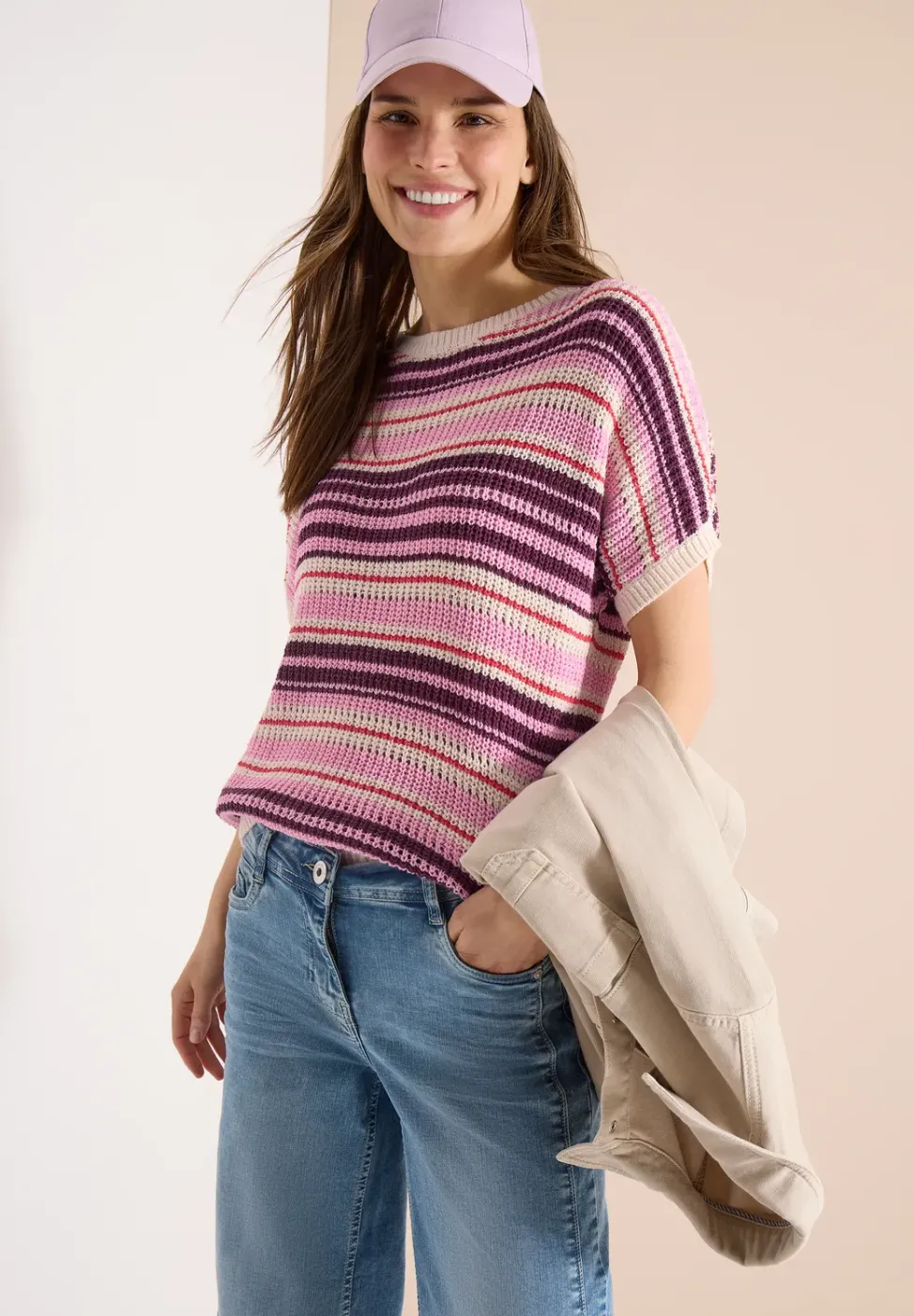 Kurzarm Pullover aus Bändchengarn