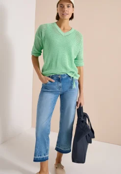 Kurzarm Pullover im Crochet-Look