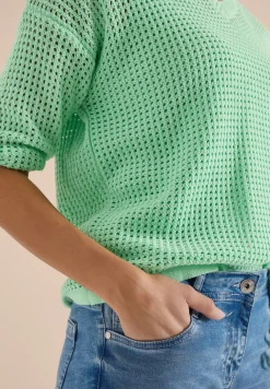 Kurzarm Pullover im Crochet-Look