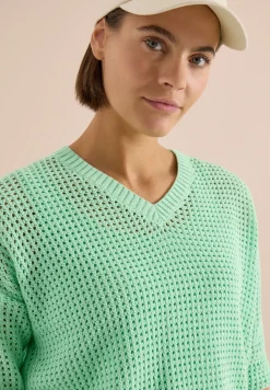 Kurzarm Pullover im Crochet-Look