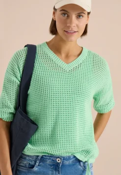 Kurzarm Pullover im Crochet-Look