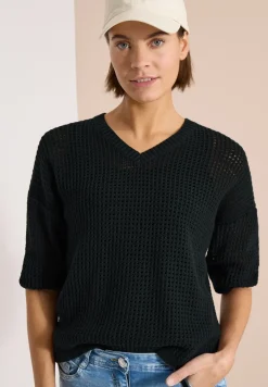 Kurzarm Pullover im Crochet-Look
