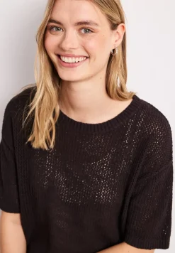 Kurzarm Pullover mit Mesh-Struktur