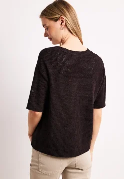 Kurzarm Pullover mit Mesh-Struktur