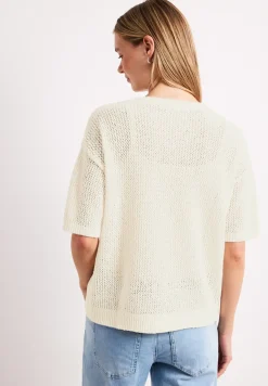 Kurzarm Pullover mit Mesh-Struktur