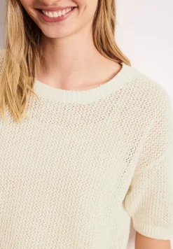 Kurzarm Pullover mit Mesh-Struktur