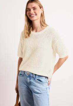 Kurzarm Pullover mit Mesh-Struktur