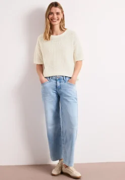 Kurzarm Pullover mit Mesh-Struktur