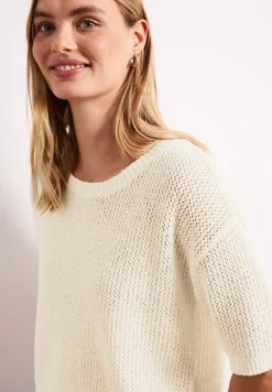 Kurzarm Pullover mit Mesh-Struktur