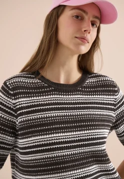 Kurzarm Pullover mit Rundhals und Streifen