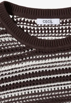 Kurzarm Pullover mit Rundhals und Streifen
