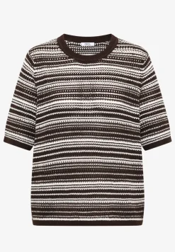 Kurzarm Pullover mit Rundhals und Streifen