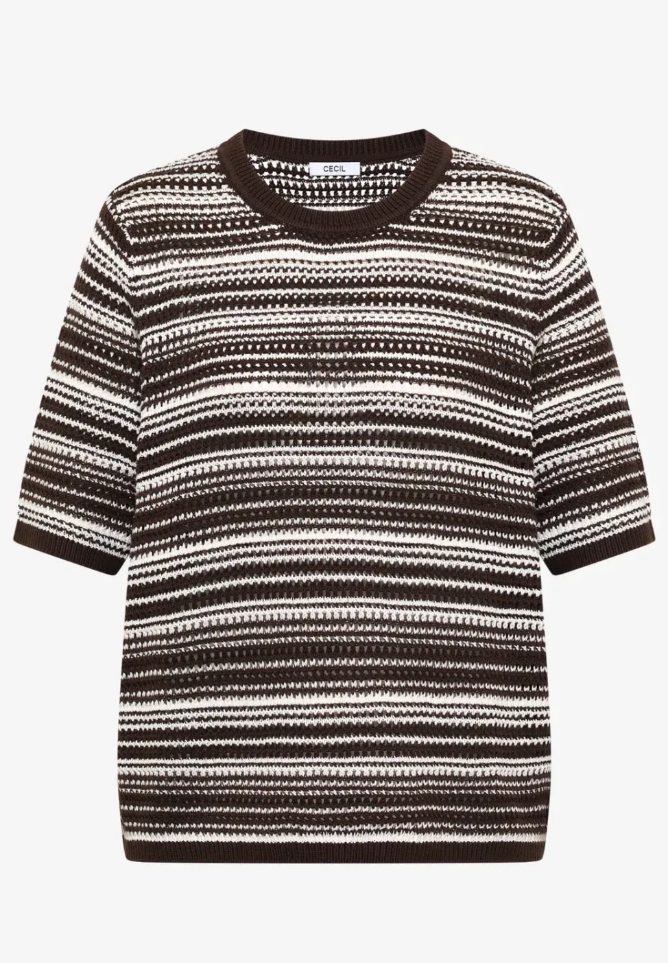 Kurzarm Pullover mit Rundhals und Streifen