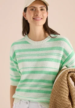 Kurzarm Pullover mit Streifen