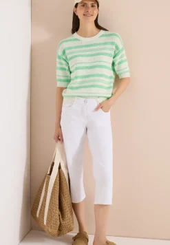 Kurzarm Pullover mit Streifen