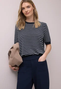 Kurzarm Pullover mit Streifenmuster