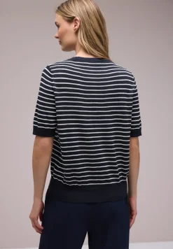 Kurzarm Pullover mit Streifenmuster