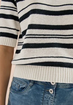 Kurzarm Pullover mit Streifen