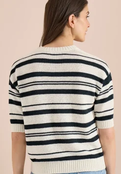 Kurzarm Pullover mit Streifen