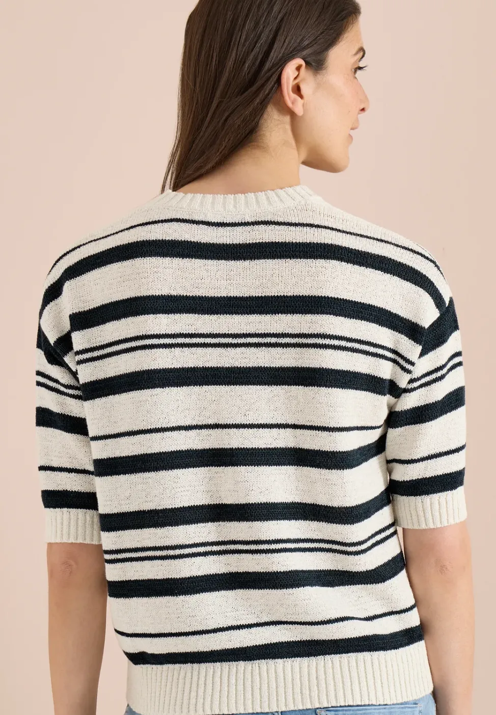 Kurzarm Pullover mit Streifen