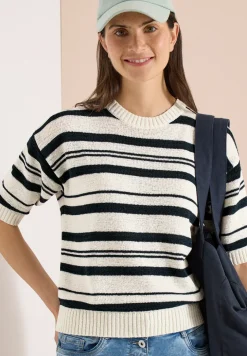 Kurzarm Pullover mit Streifen