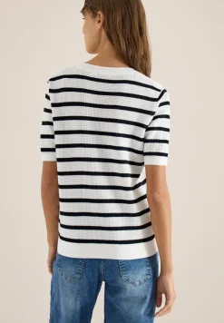 Kurzarm Pullover mit Struktur und Streifen