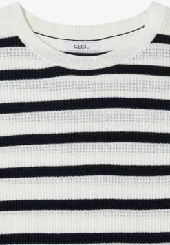Kurzarm Pullover mit Struktur und Streifen