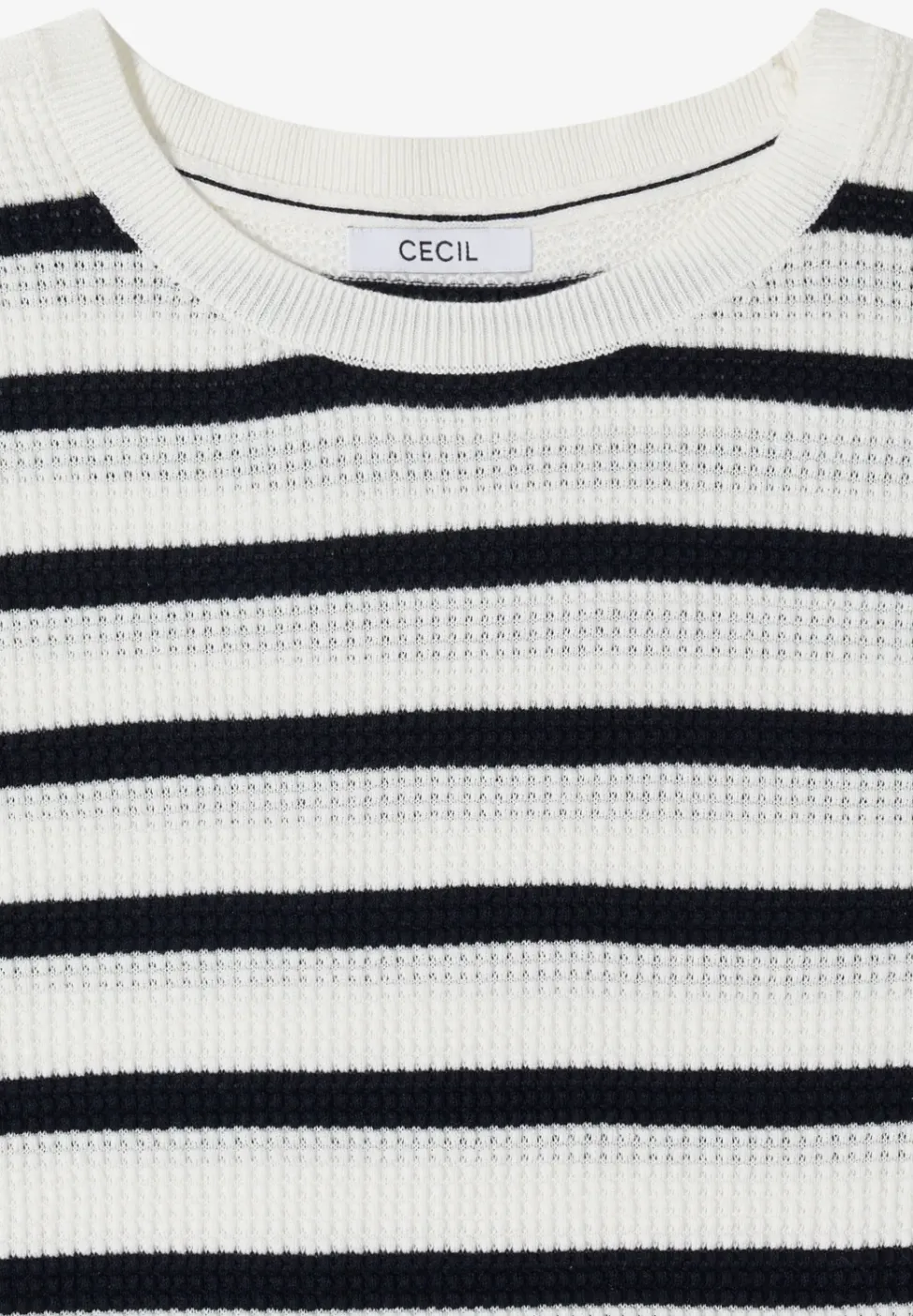 Kurzarm Pullover mit Struktur und Streifen