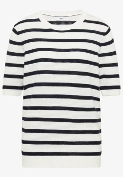 Kurzarm Pullover mit Struktur und Streifen