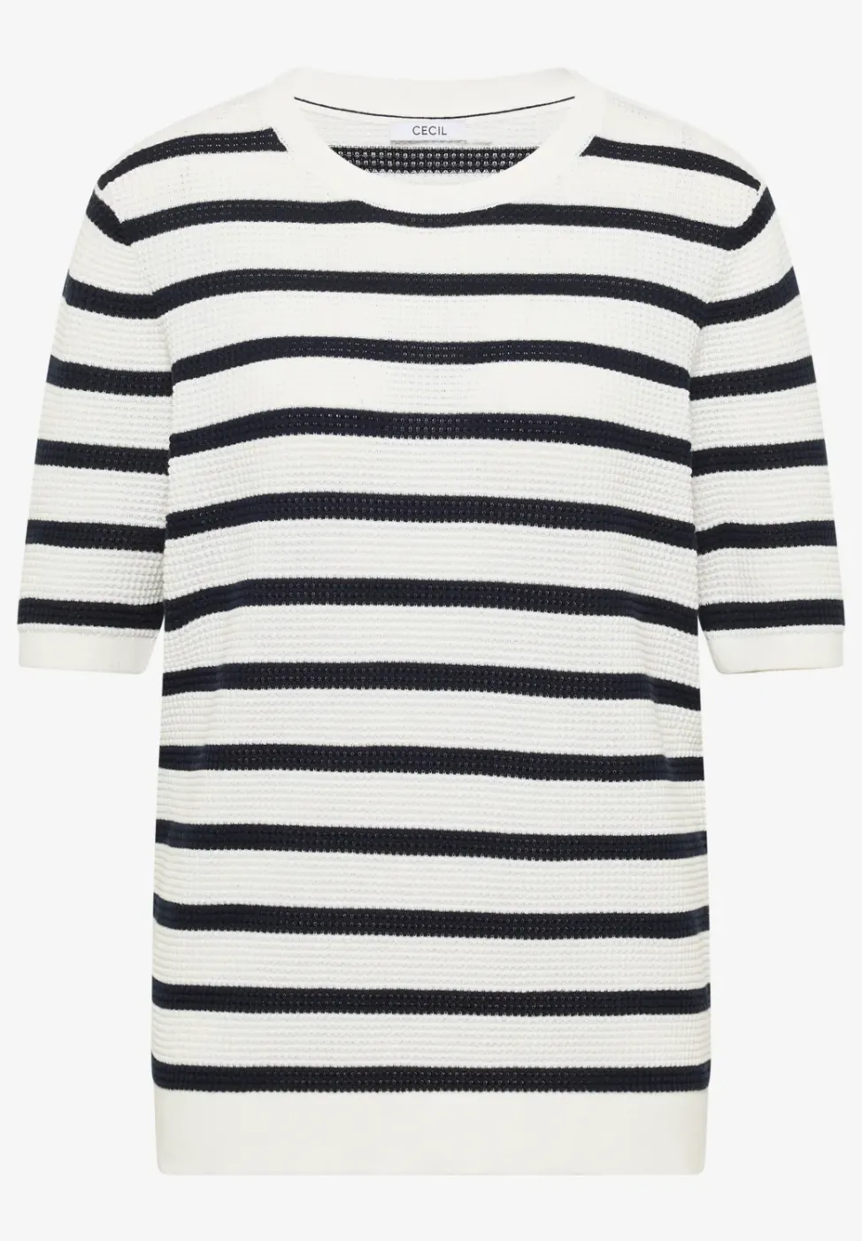 Kurzarm Pullover mit Struktur und Streifen