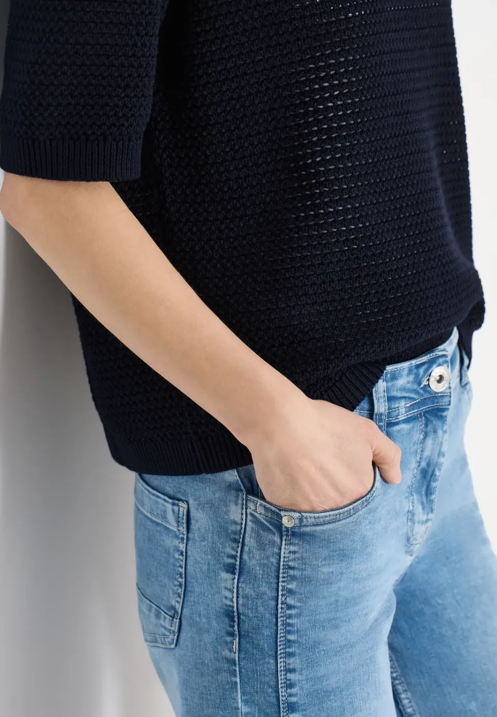 Kurzarm Pullover mit Struktur