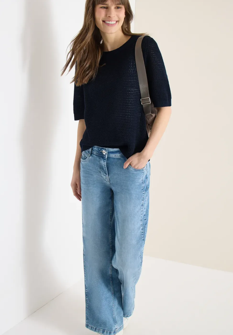 Kurzarm Pullover mit Struktur