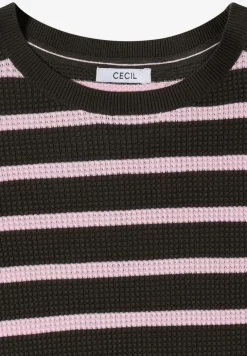 Kurzarm Pullover mit Struktur und Streifen
