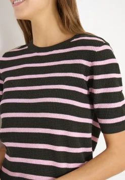Kurzarm Pullover mit Struktur und Streifen